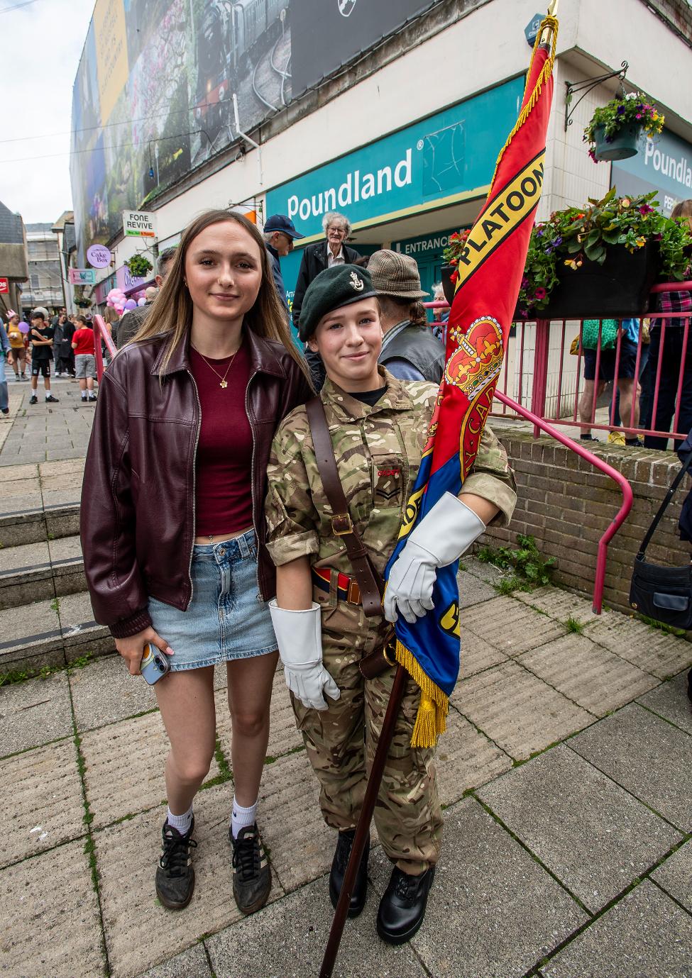 A flagbearer poses