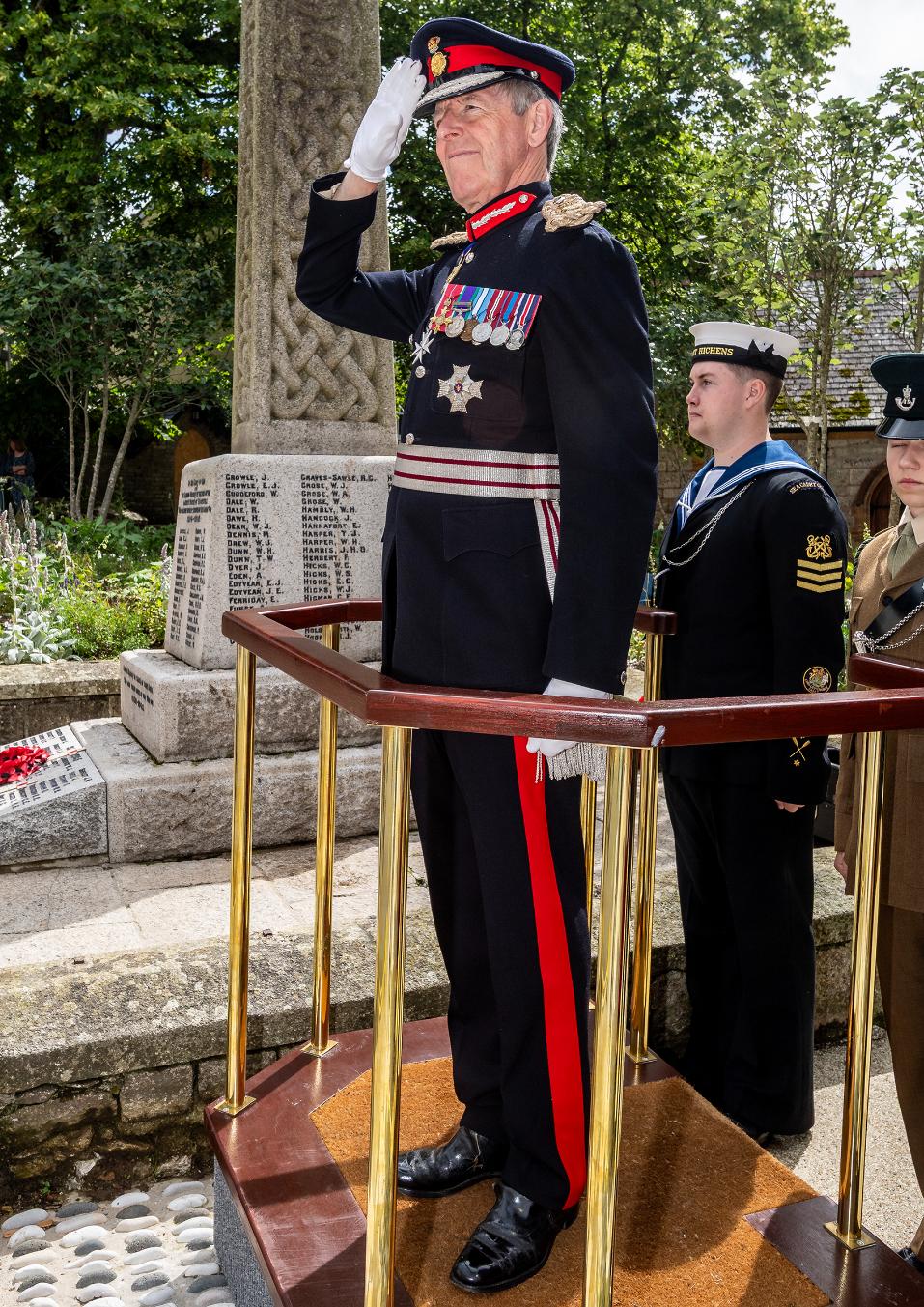 The lord Lieutenant gives a salute