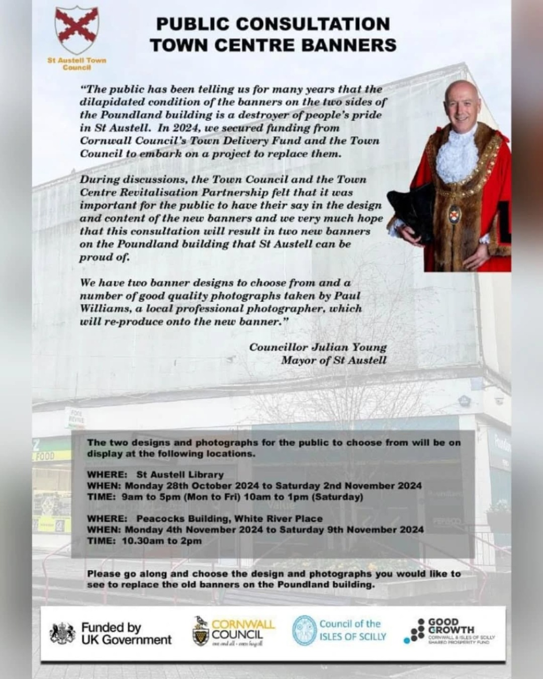 Poster for the banner replacement consultation event