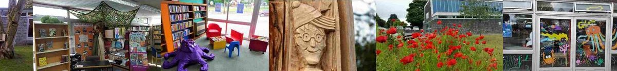 Banner of various images of St Austell Library