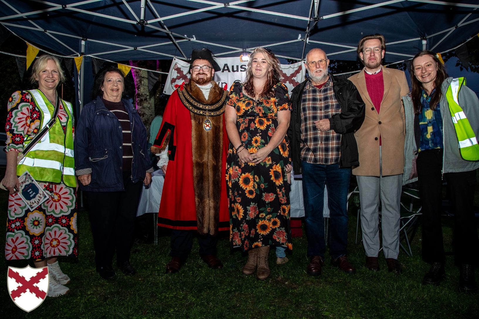 The Deputy Town Clerk and Community Projects Officer with the Mayor, Mayoress and Councillors Kimber, Preece and Lanxon.