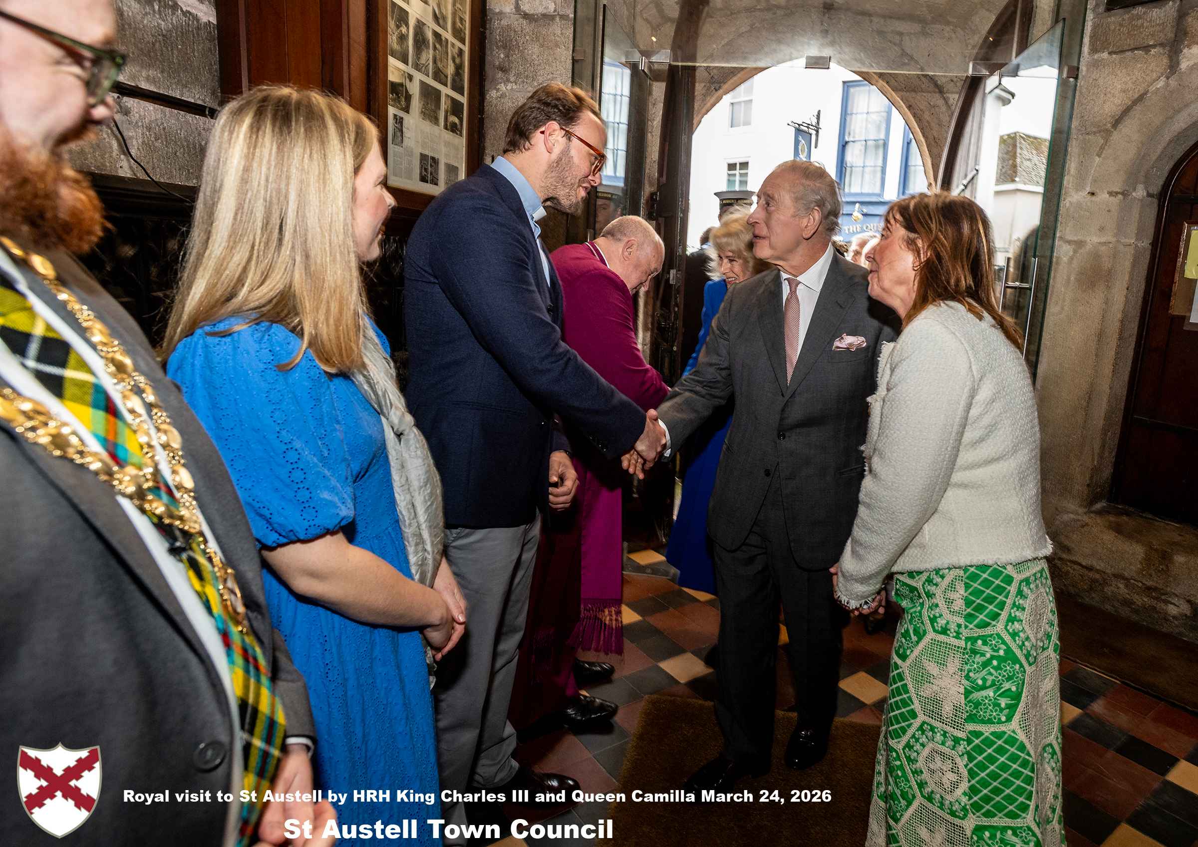 His Majesty King Charles and Her Majesty Queen Camilla meets local organisations, volunteers and religious groups in Holy Trinity Church.