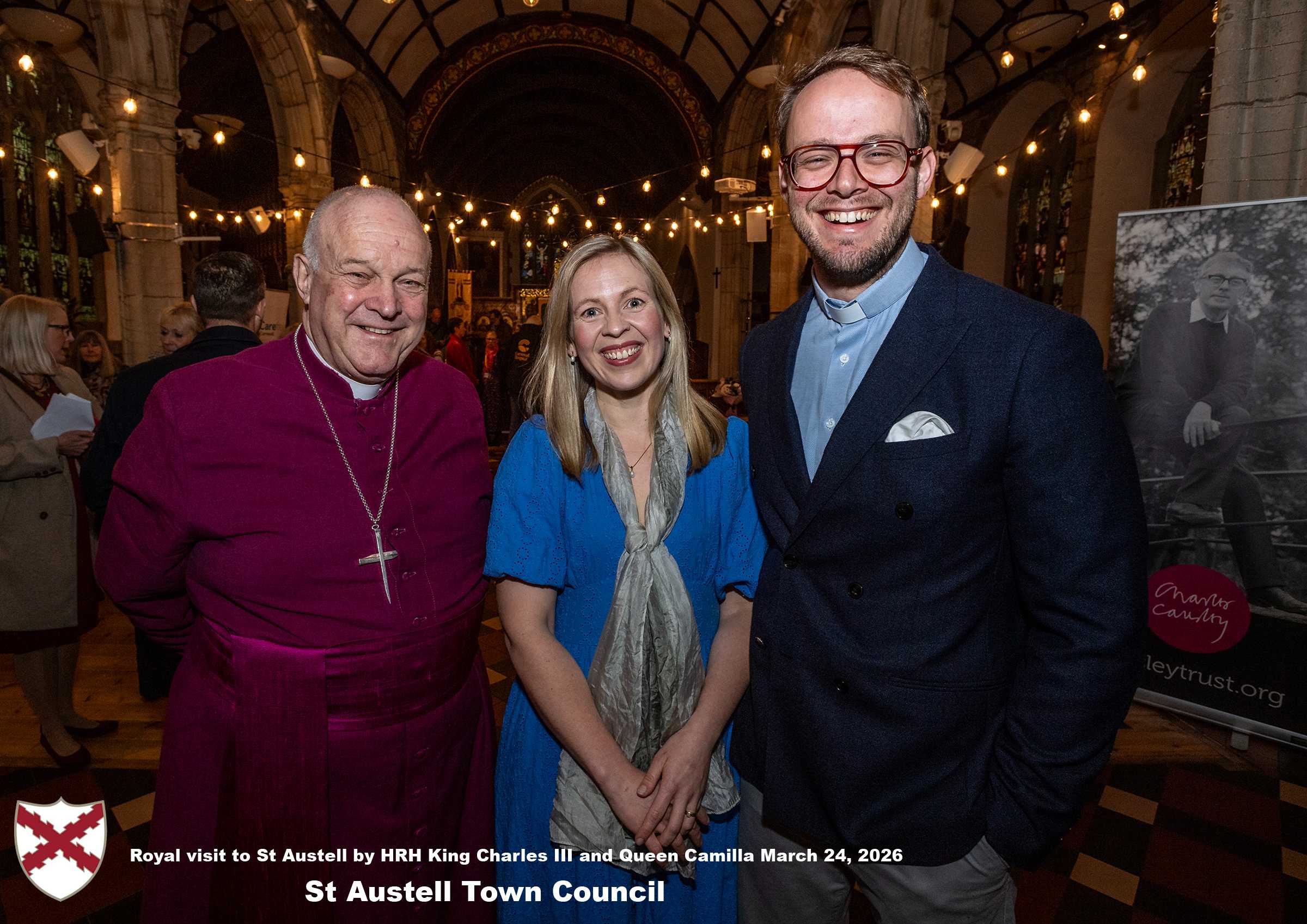 His Majesty King Charles meets local organisations, volunteers, religious groups and pupil’s from a local school at Holy Trinity Church.