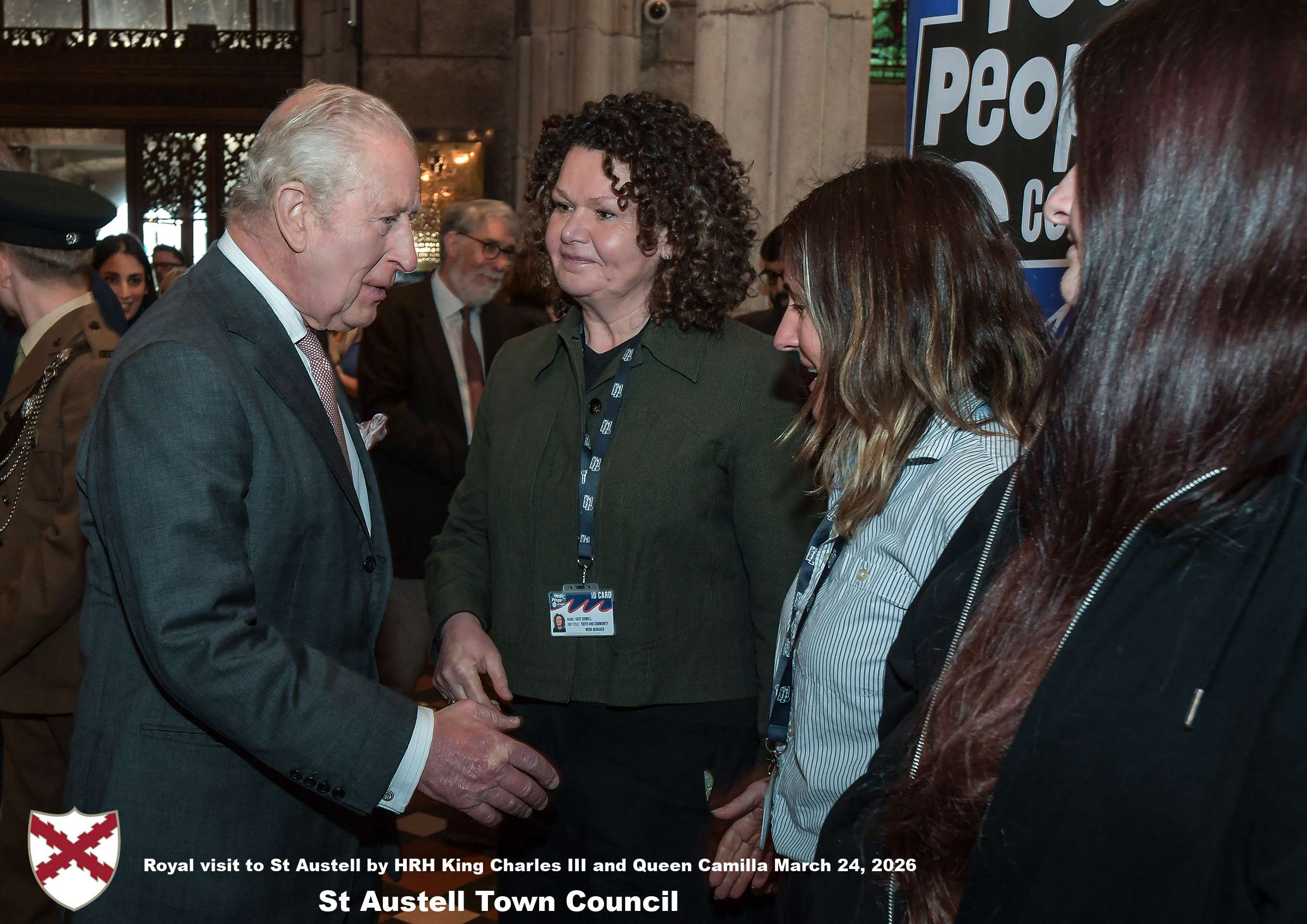 His Majesty King Charles meets local organisations, volunteers, religious groups and pupil’s from a local school at Holy Trinity Church.