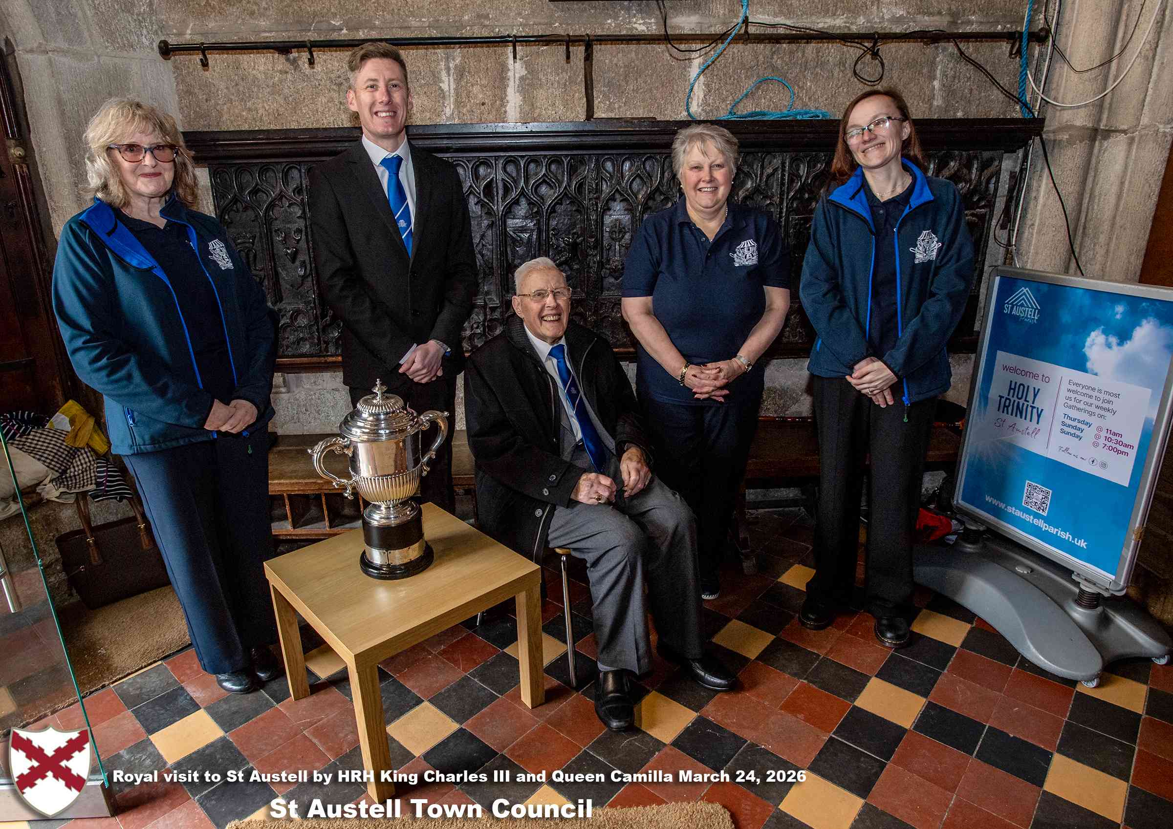 His Majesty King Charles meets local organisations, volunteers, religious groups and pupil’s from a local school at Holy Trinity Church.
