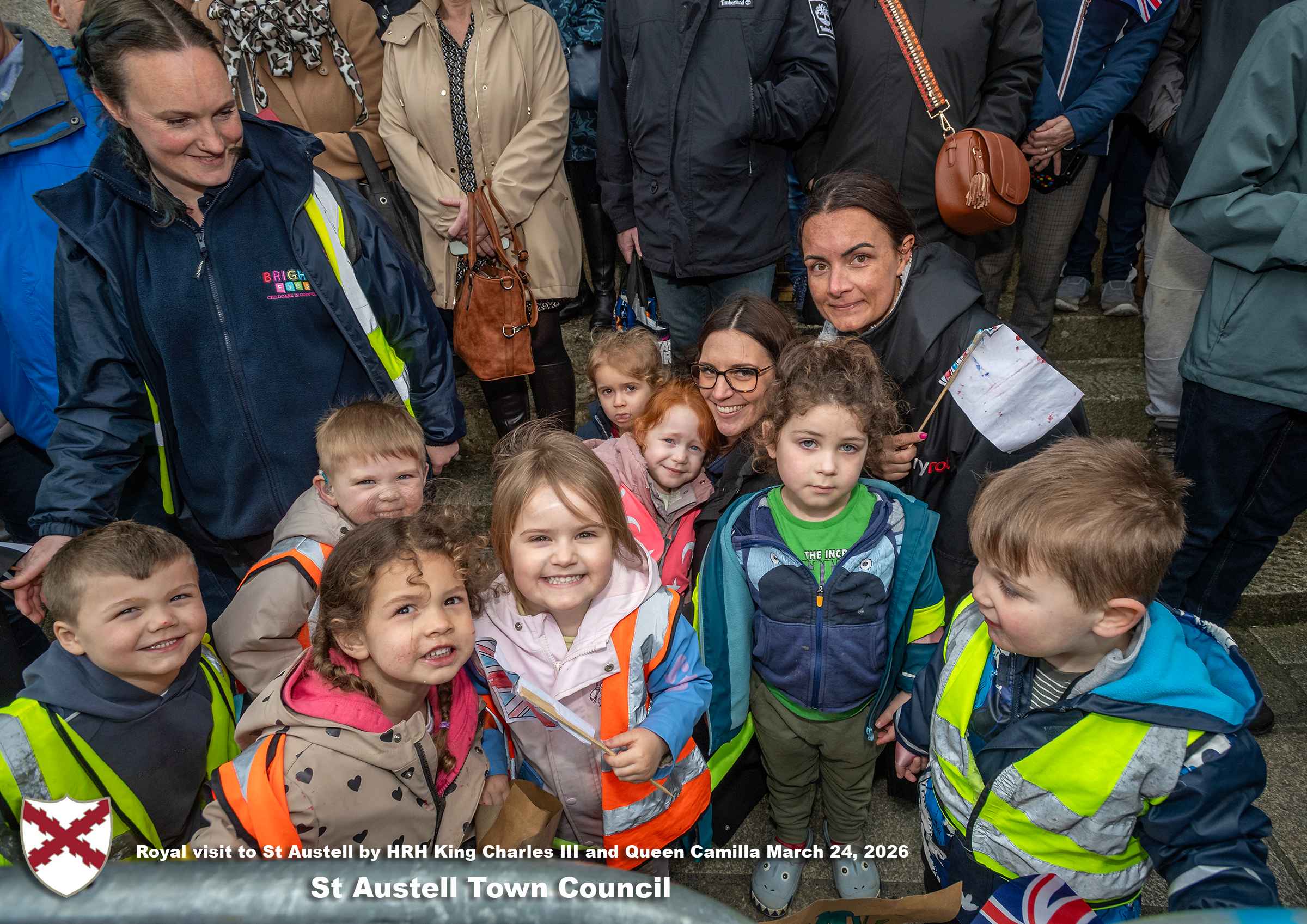 His Majesty King Charles and Her Majesty Queen Camilla meet members of the public in St Austell Town Centre.