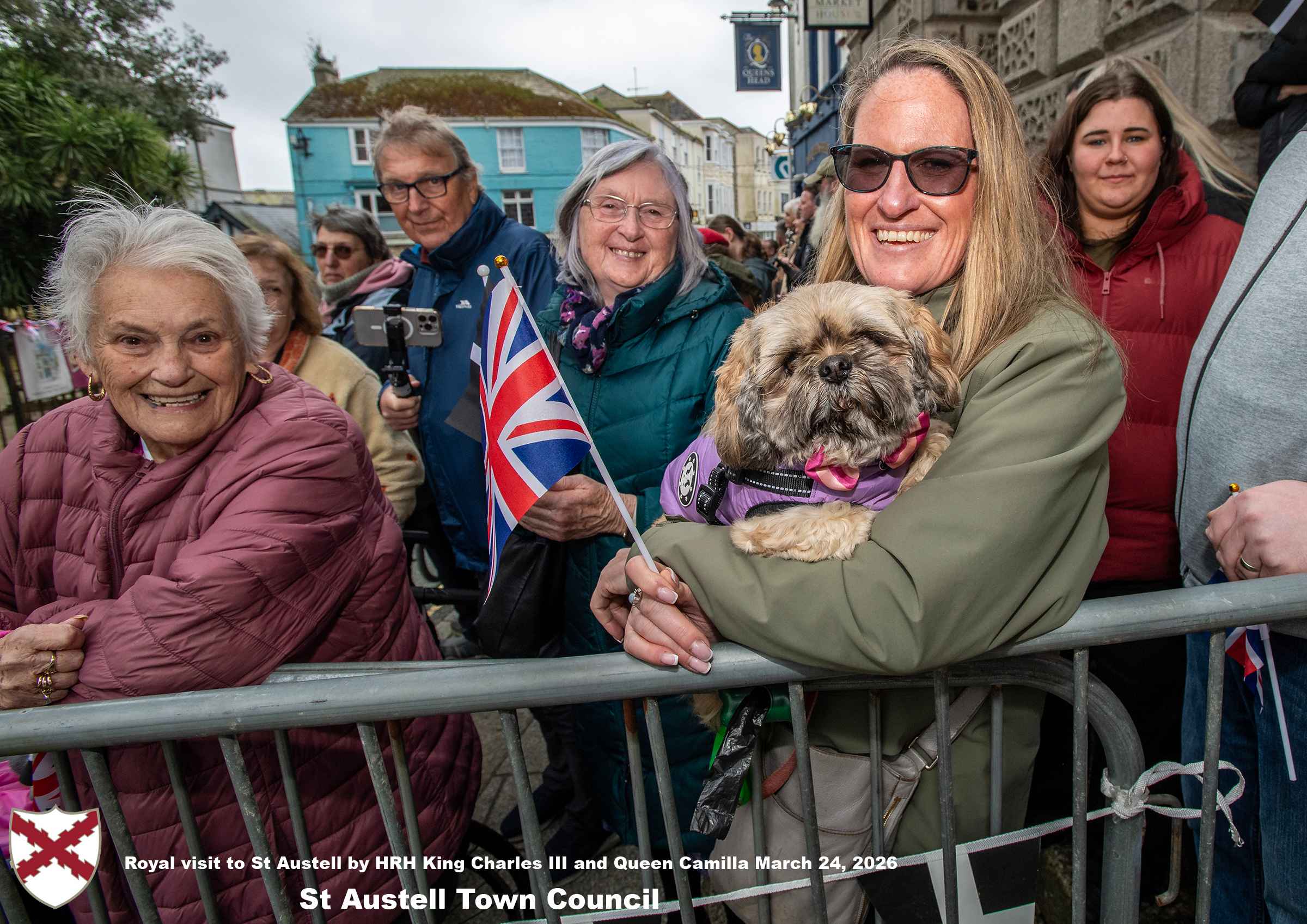 His Majesty King Charles and Her Majesty Queen Camilla meet members of the public in St Austell Town Centre.