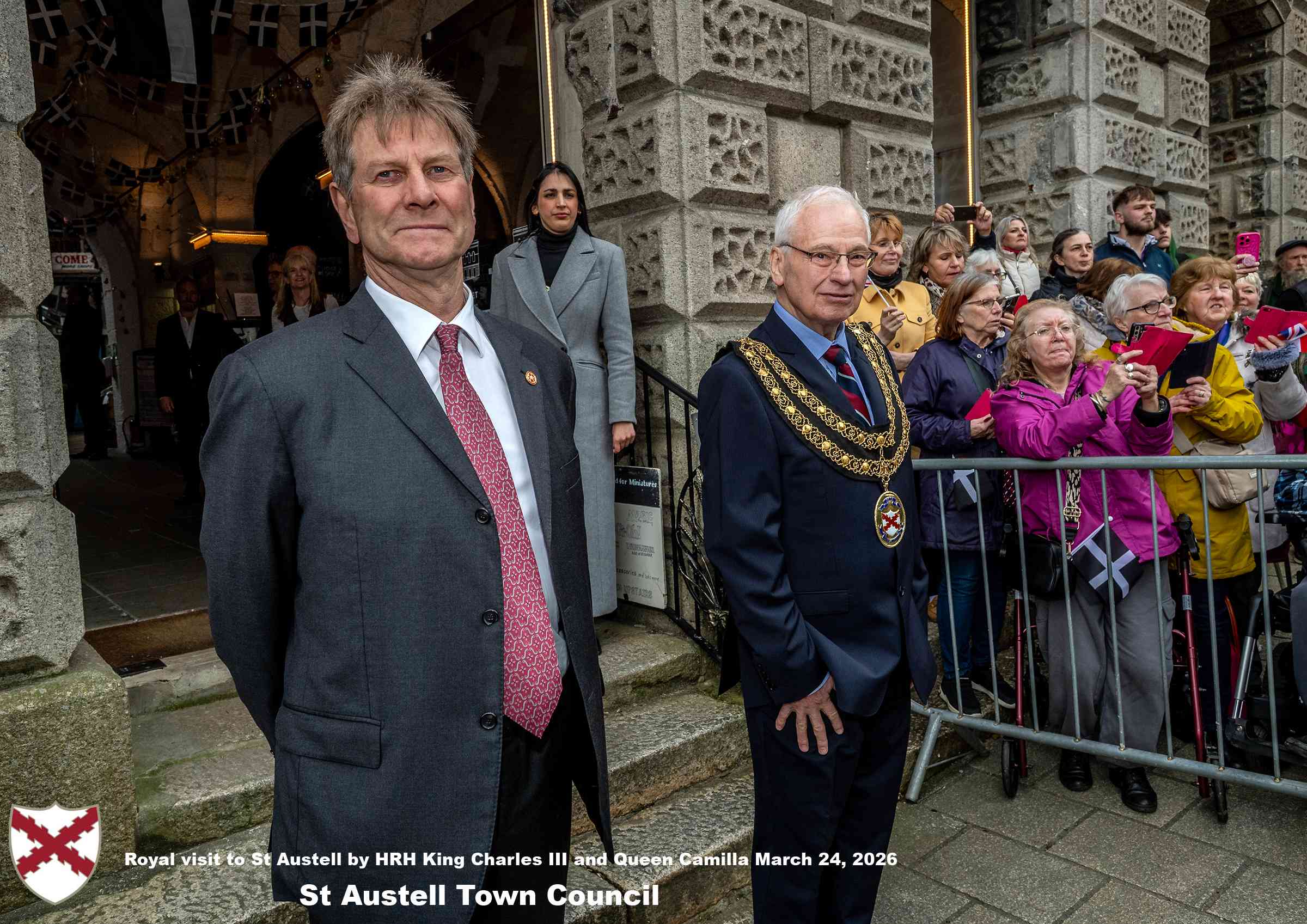 His Majesty King Charles and Her Majesty Queen Camilla visit the historic Market House in St Austell