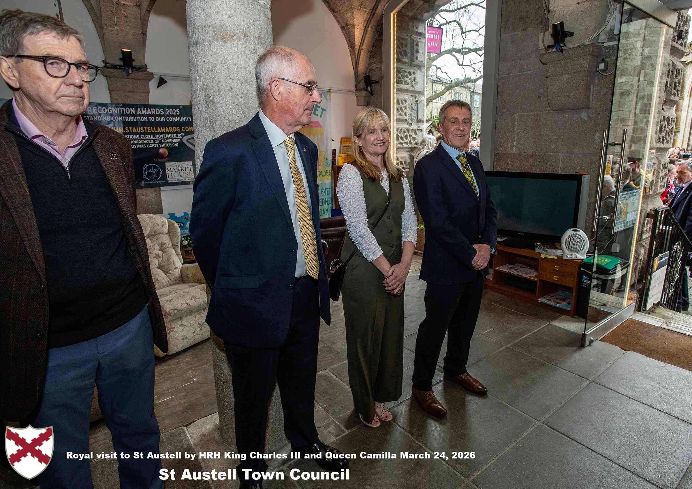 His Majesty King Charles and Her Majesty Queen Camilla visit the historic Market House in St Austell