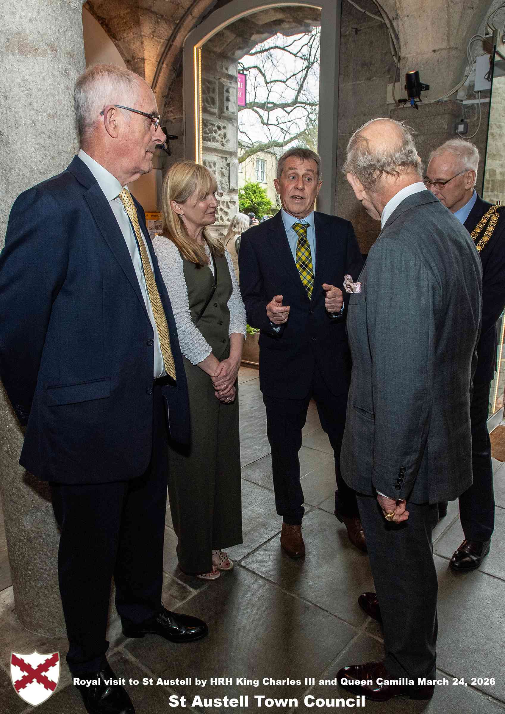 His Majesty King Charles and Her Majesty Queen Camilla visit the historic Market House in St Austell