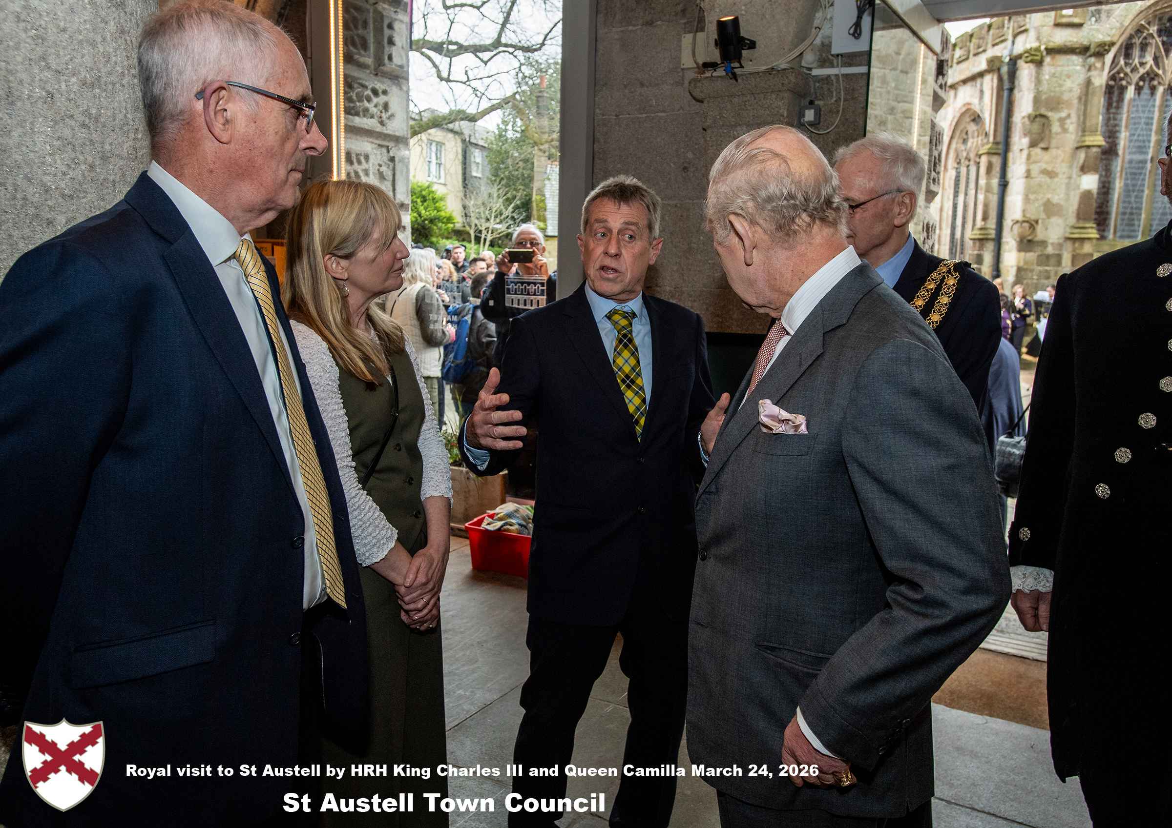 His Majesty King Charles and Her Majesty Queen Camilla visit the historic Market House in St Austell