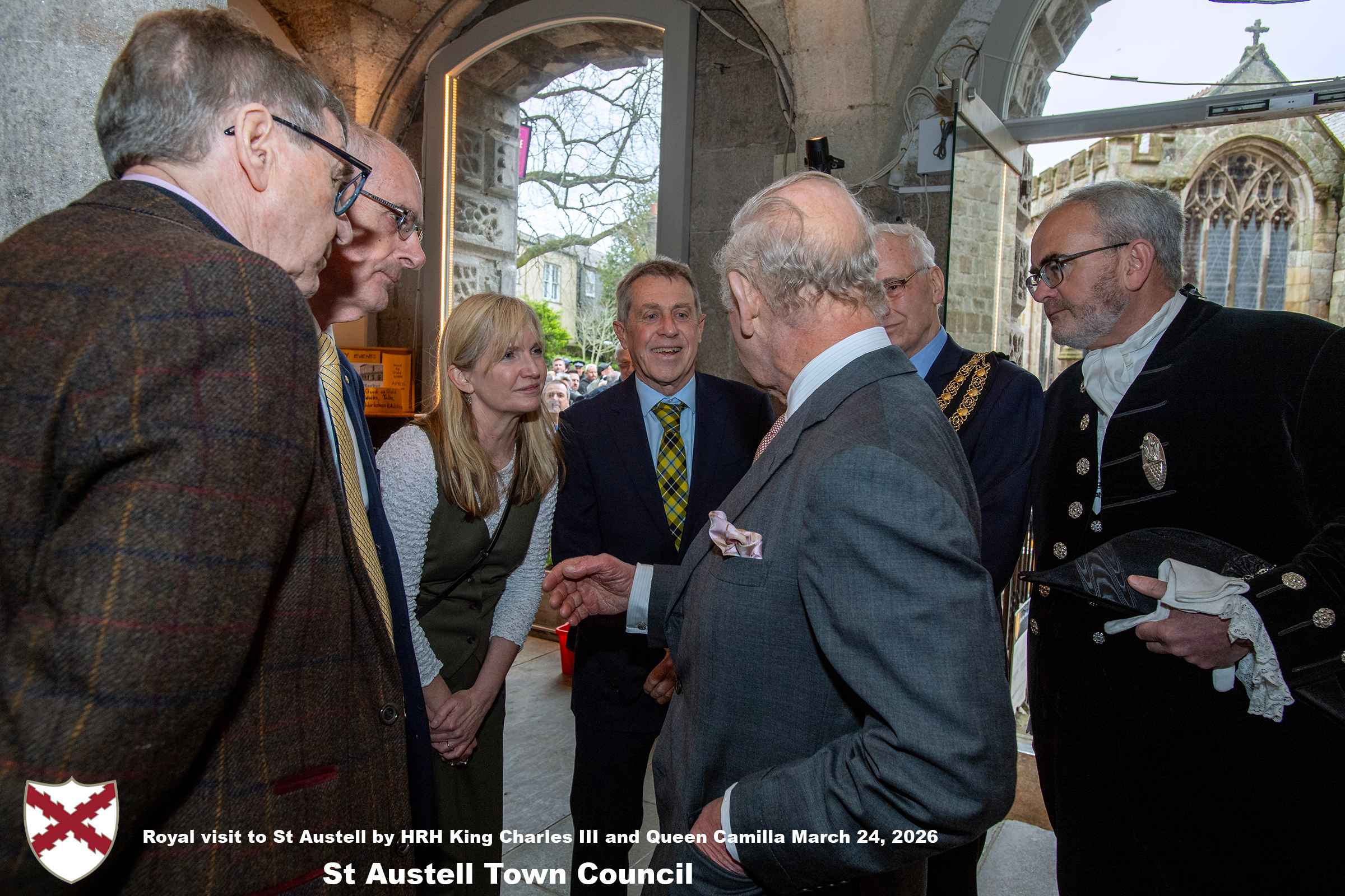 His Majesty King Charles and Her Majesty Queen Camilla visit the historic Market House in St Austell