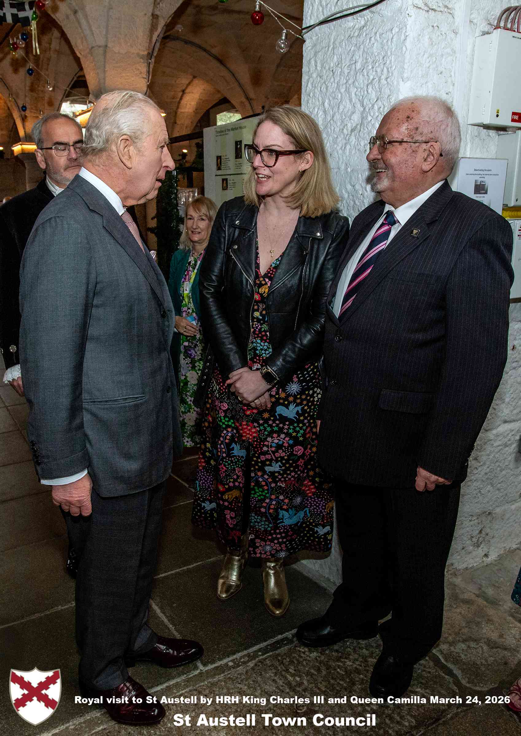 His Majesty King Charles and Her Majesty Queen Camilla visit the historic Market House in St Austell
