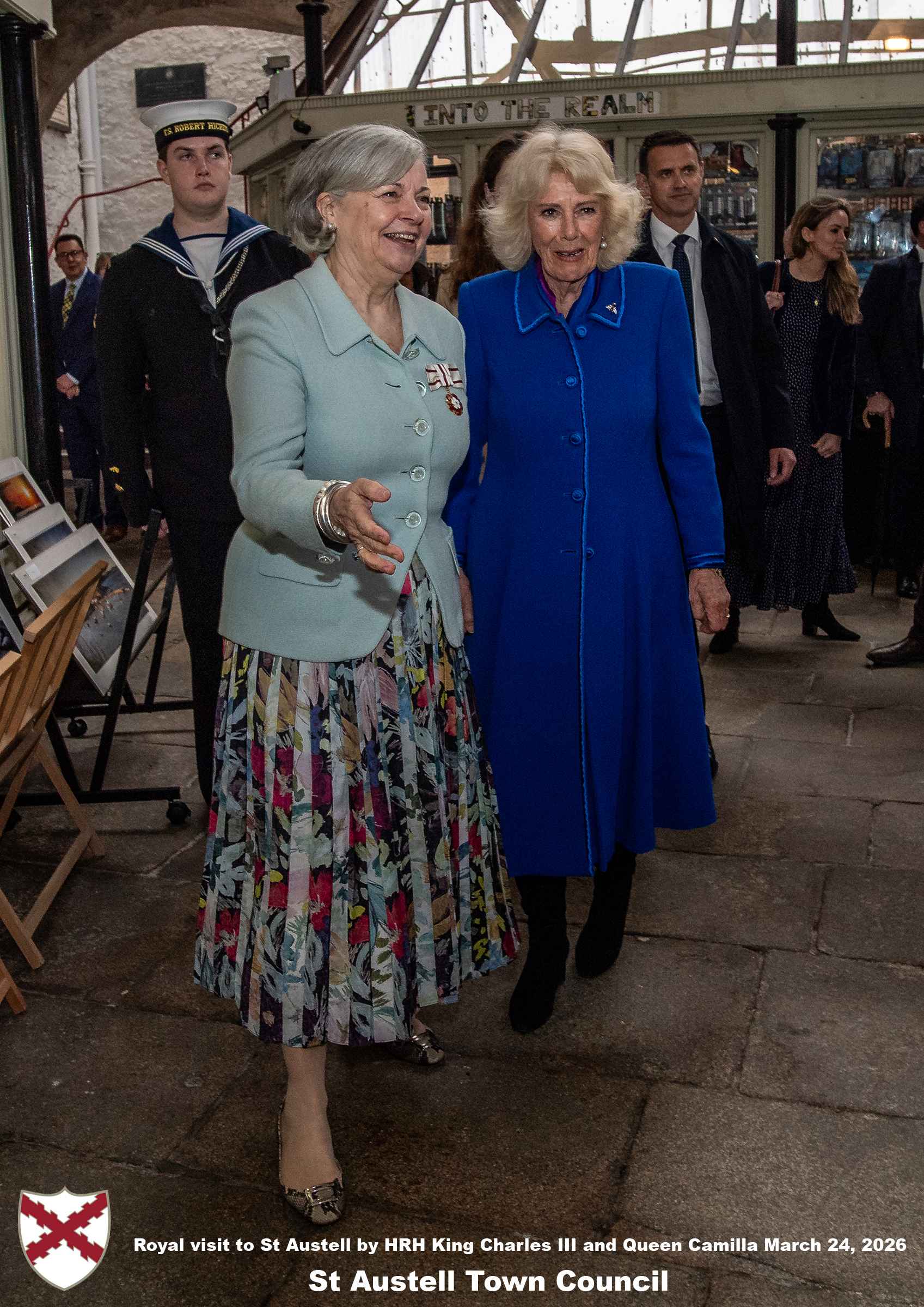 His Majesty King Charles and Her Majesty Queen Camilla visit the historic Market House in St Austell
