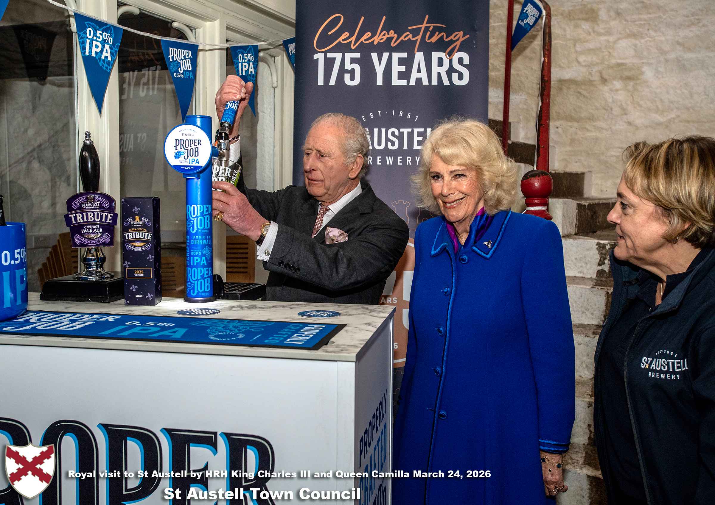 His Majesty King Charles and Her Majesty Queen Camilla visit the historic Market House in St Austell