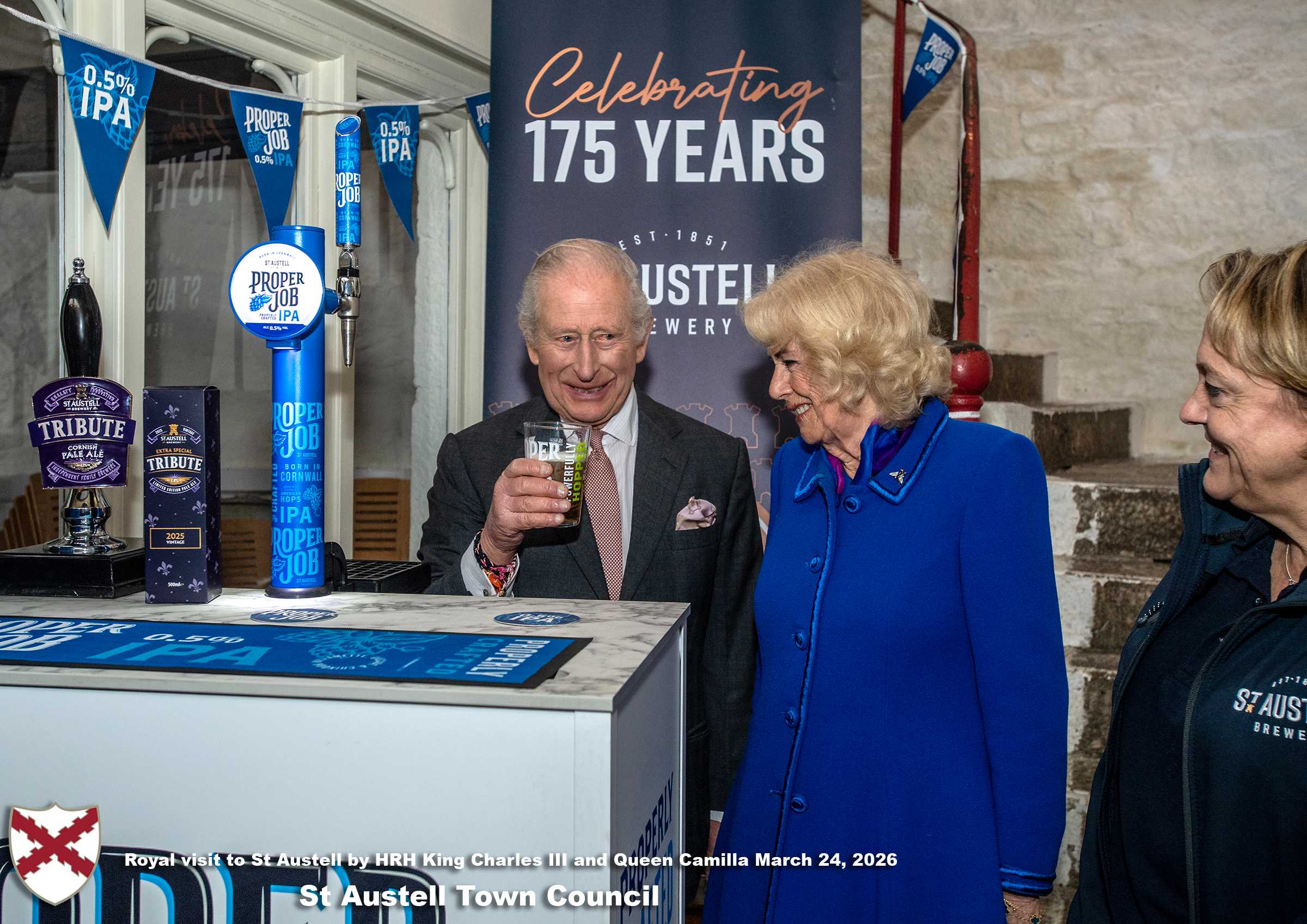 His Majesty King Charles and Her Majesty Queen Camilla visit the historic Market House in St Austell