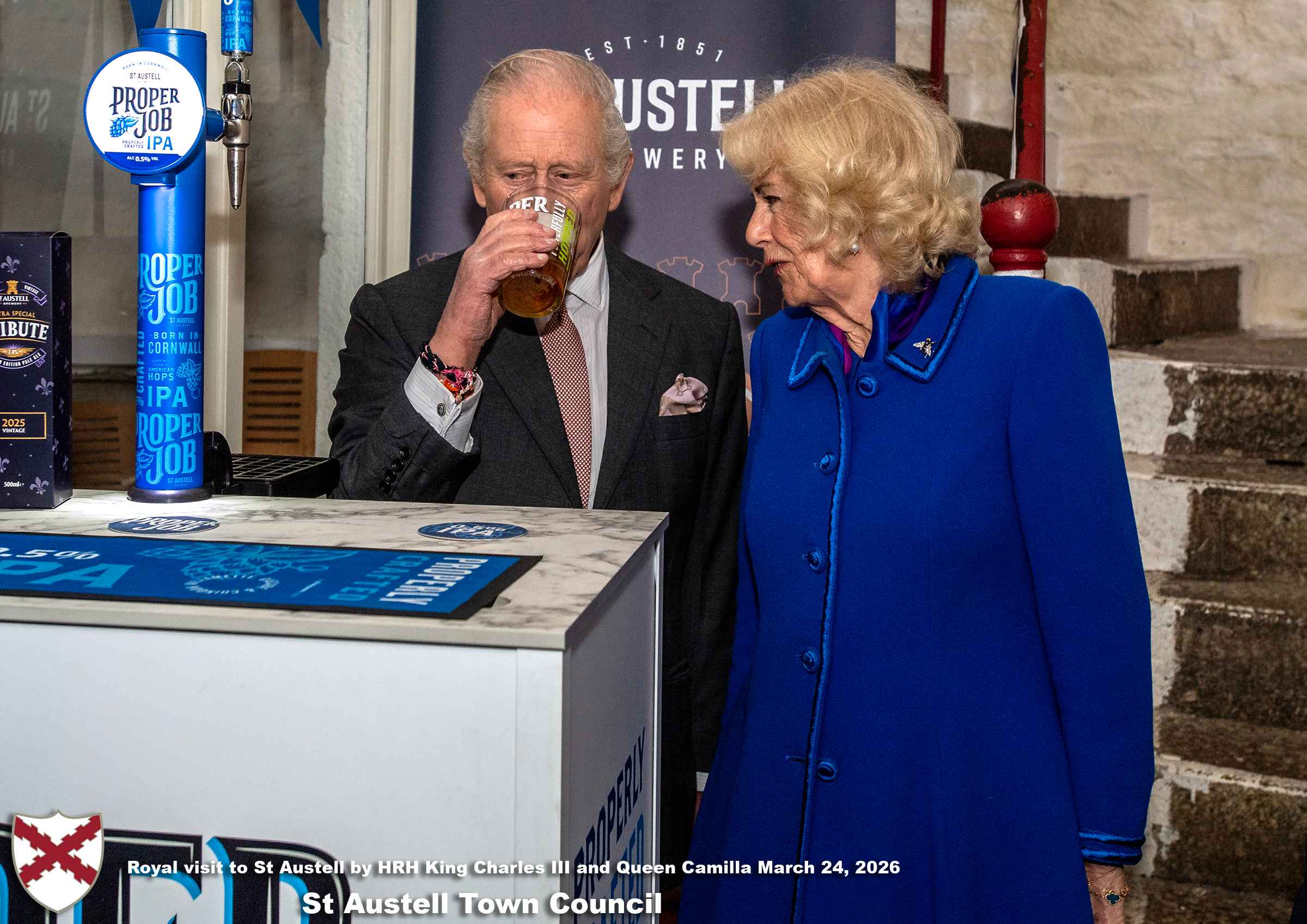 His Majesty King Charles and Her Majesty Queen Camilla visit the historic Market House in St Austell