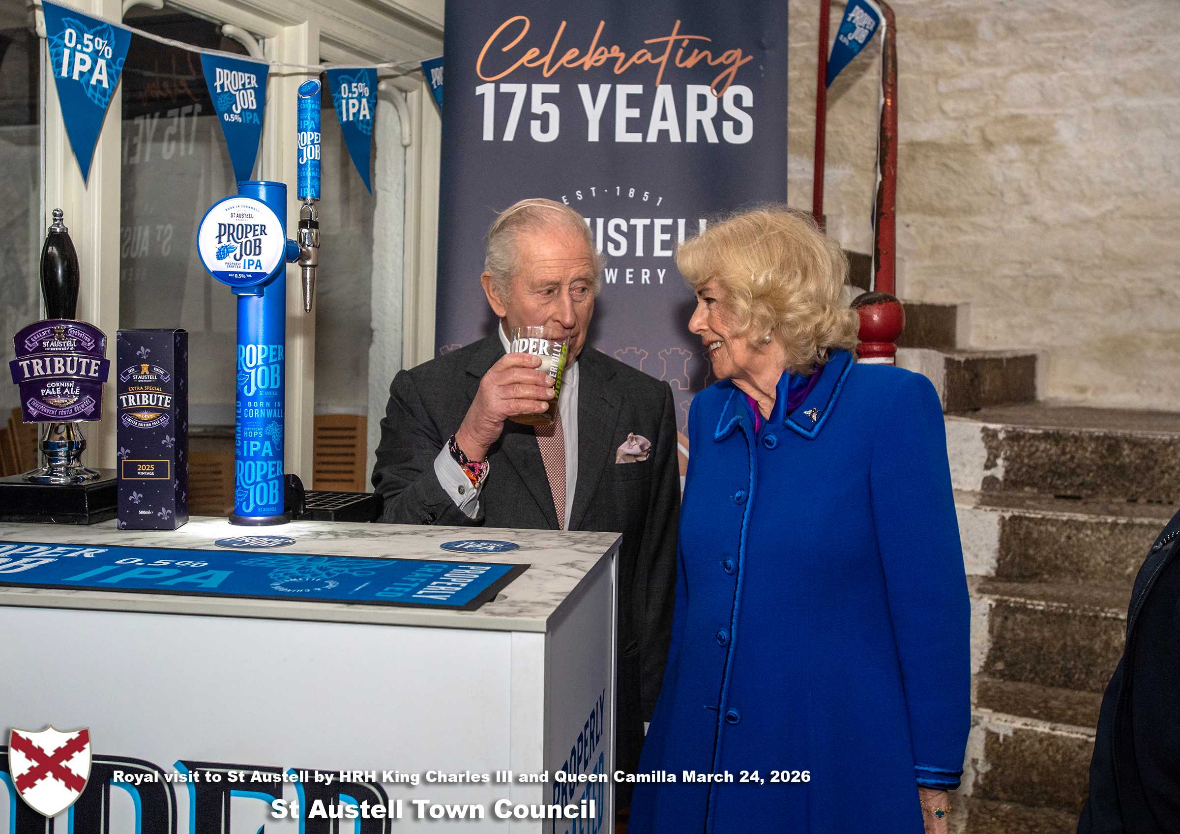 His Majesty King Charles and Her Majesty Queen Camilla visit the historic Market House in St Austell