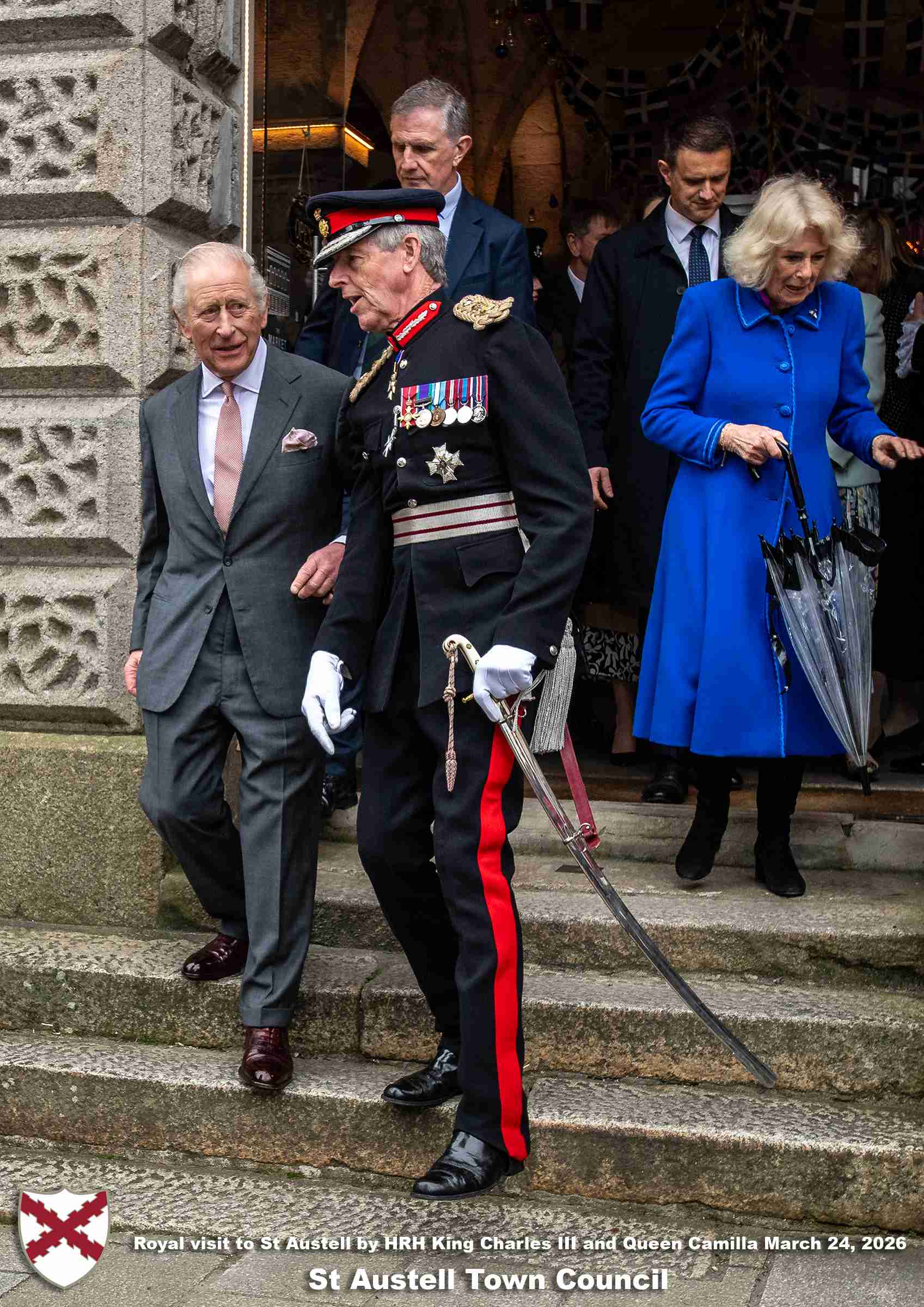 His Majesty King Charles and Her Majesty Queen Camilla visit the historic Market House in St Austell