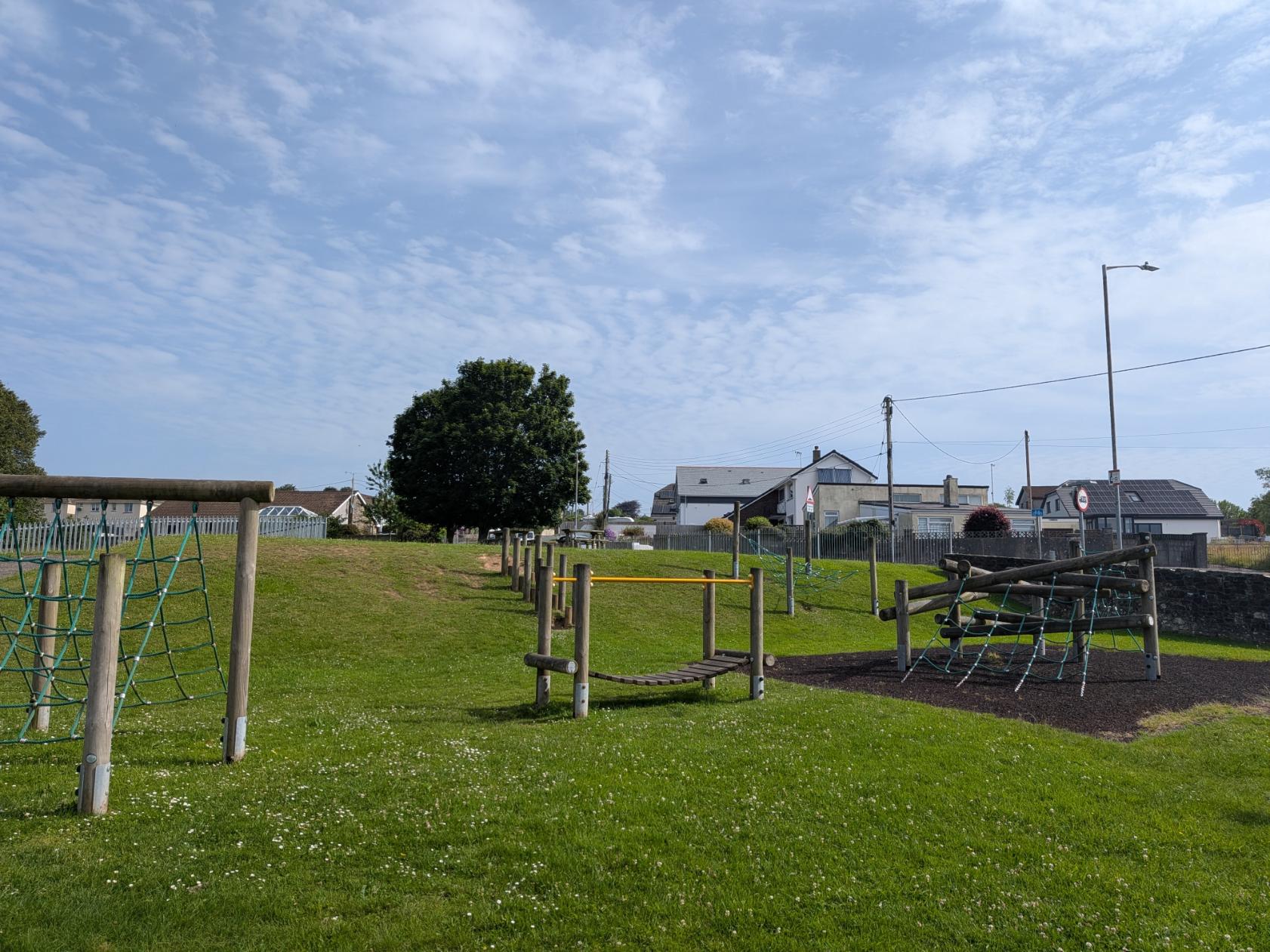 Play equipment in Sandy Hill Park, June 2026