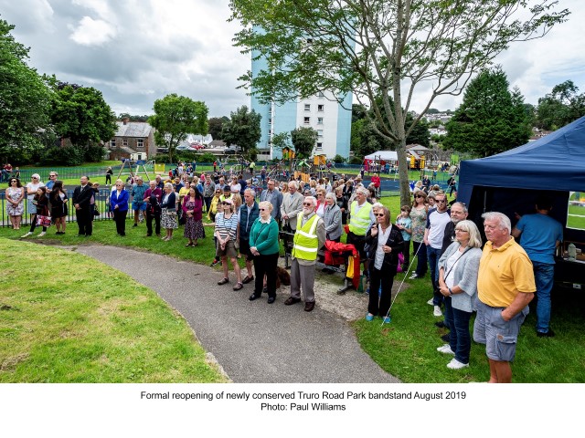 Members of the public gathered in Truro Road park for an event to mark the restoration of the bandstand, August 2019