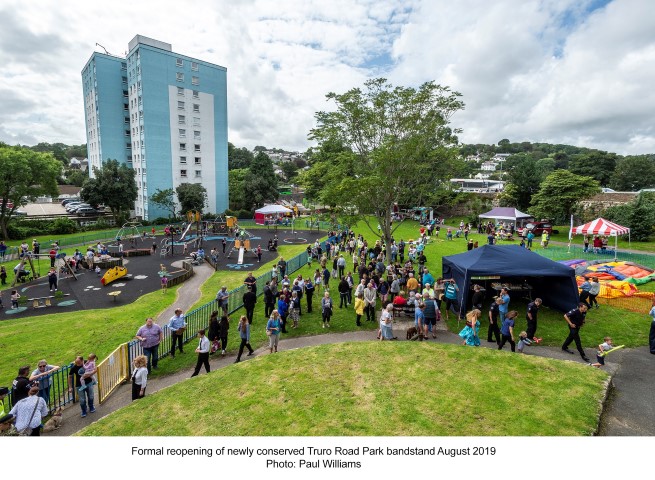 Members of the public gathered in Truro Road park for an event to mark the restoration of the bandstand, August 2019