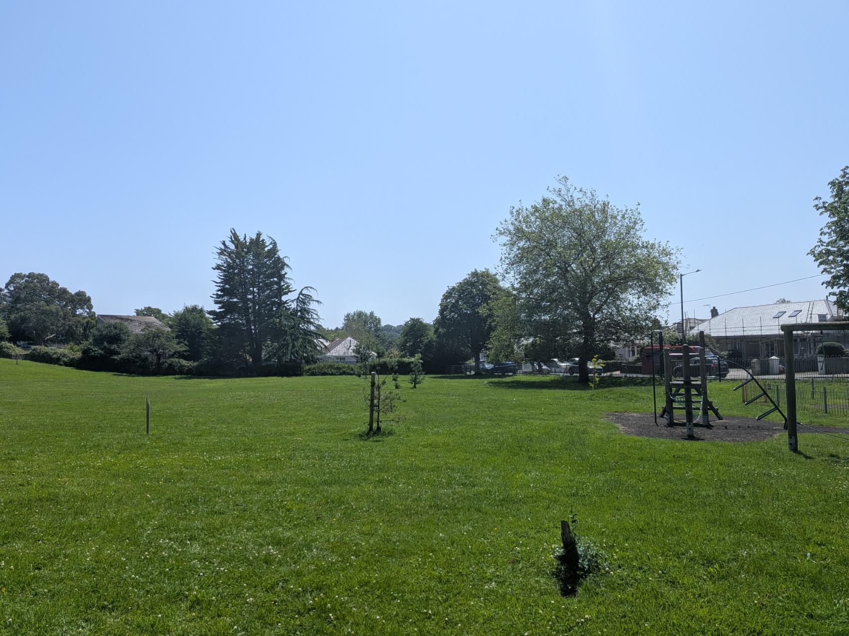 Woodland Road Park playing field, June 2026