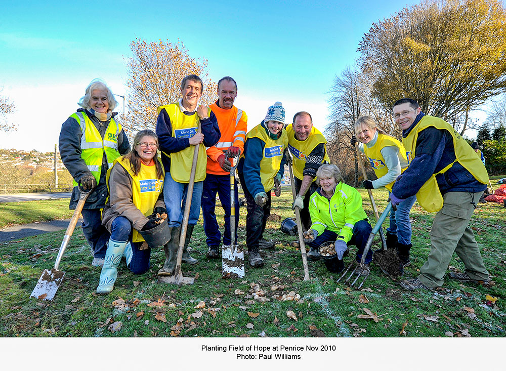 Mayor Jill Trewhella and a community group plant a tree at the Field of Hope, Penrice, November 2010