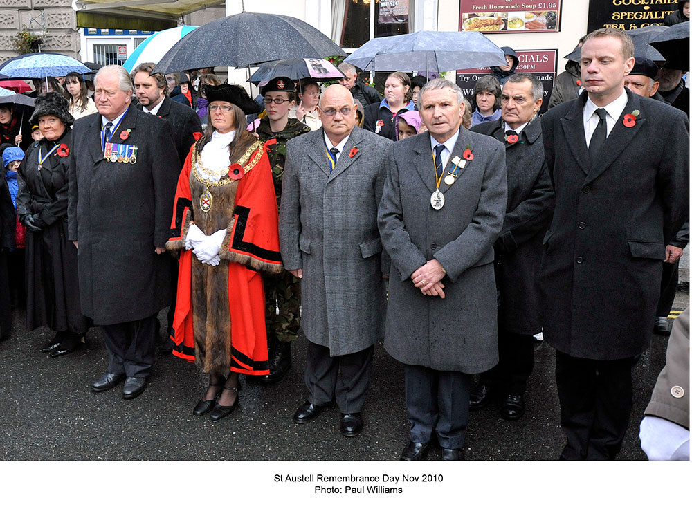 Mayor Jill Trewhella and officials at St Austell Remembrance Day Parade 2010