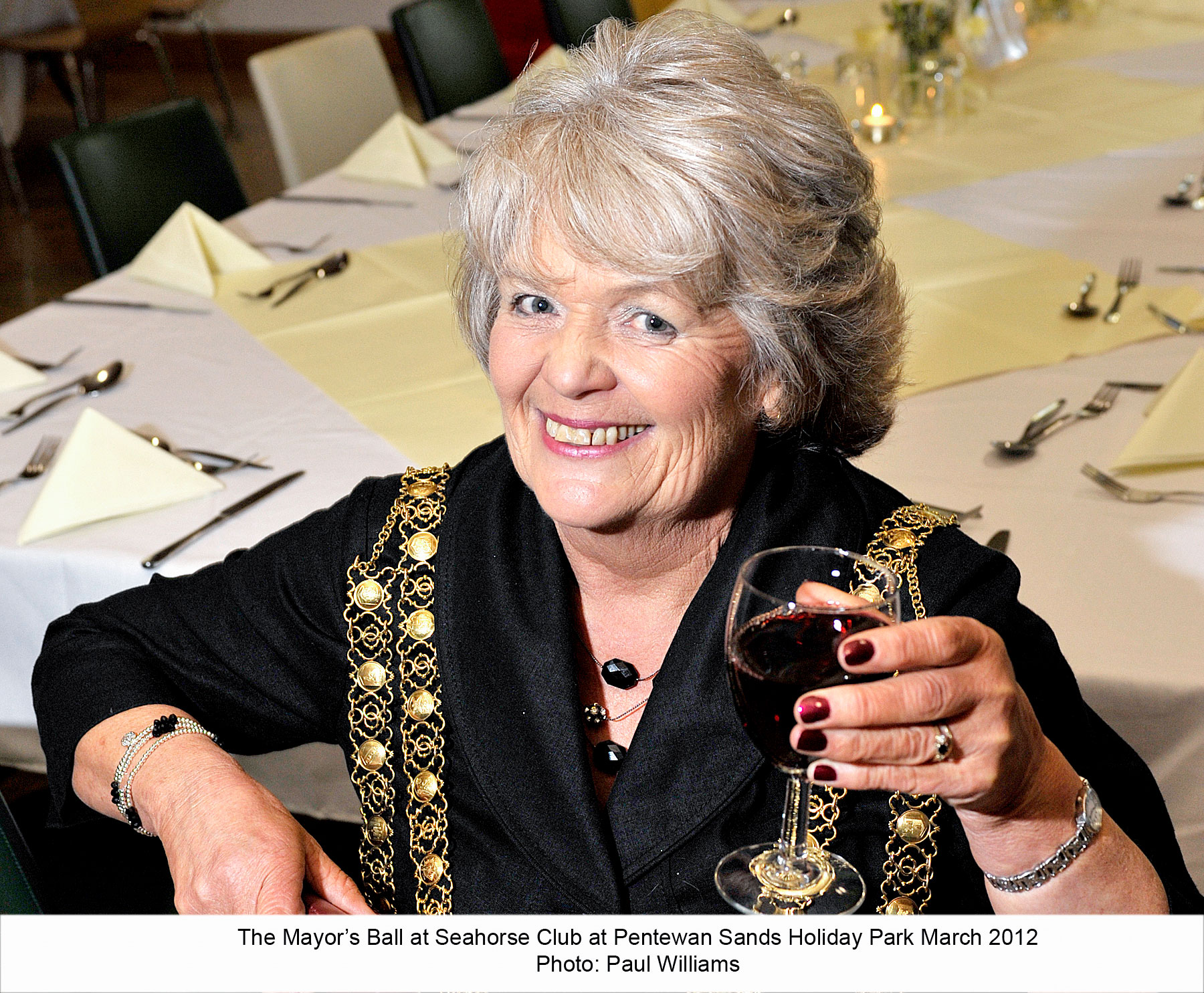 Sandra Hayward at the Mayor's Ball at Seahorse Club, Pentewan, March 2012