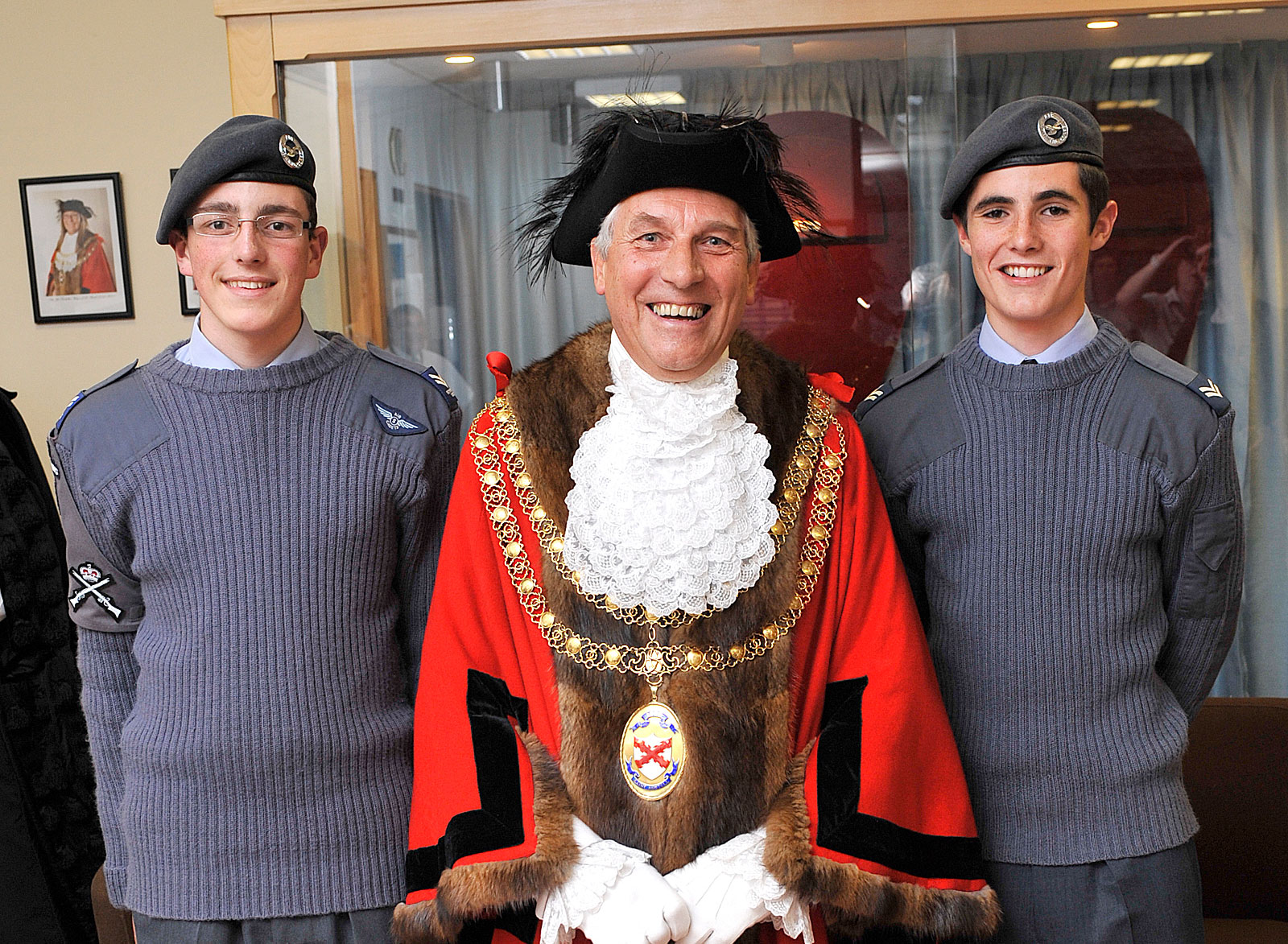Mayor John Keast OBE posing with an air cadet