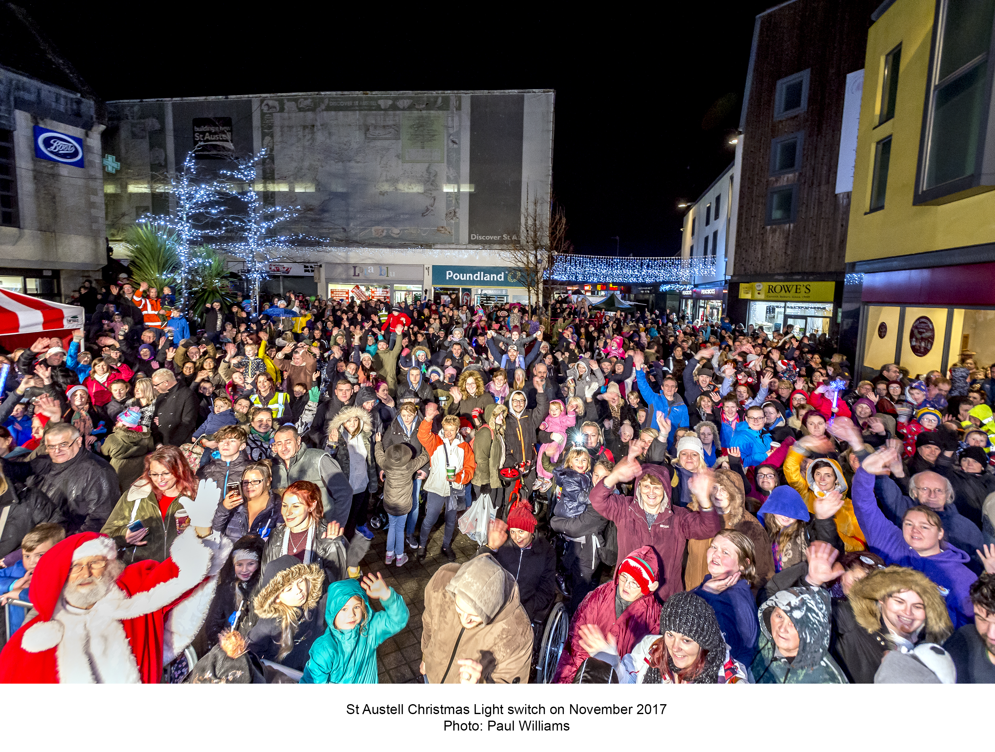 A large crowd at the 2018 St Austell Christmas Lights Switch On